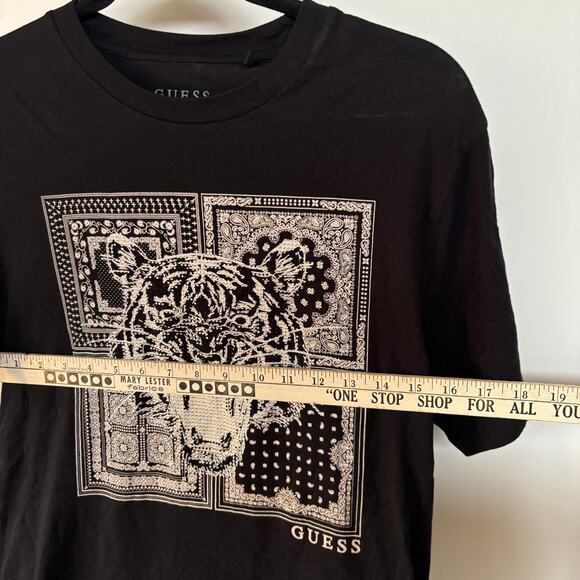 Guess Black Rhinestone T-Shirt Bedazzled Tiger McBling Graphic Baby Tee Medium - Picture 5 of 9